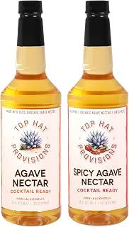 Top Hat Provisions Top Hat Agave Syrup & Spicy Agave Syrup Combo Kit - Made with Organic Agave Nectar - 2 Pack of 32oz Bottles