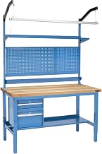 Global Industrial 60"W x 30"D Workbench, 1-3/4" Thick Birch Top Square Edge Complete Bench, Blue