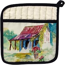 Betsy Drake PT054 Barn & Geranium Pot Holder