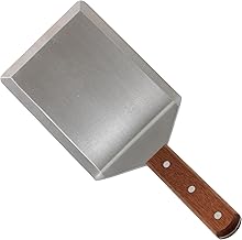 Winco 5" x 6" Extra Heavy Stainless Steel Turner, &, Offset Turner | Dishwasher safe, Wooden handle, Offset design, Restaurant service, Great for Griddles, Burgers, Eggs and Kitchen Prep