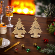 Cholemy Wooden Place Card Holders, 5.91 Inches Tall, Christmas Tree, Set of 12