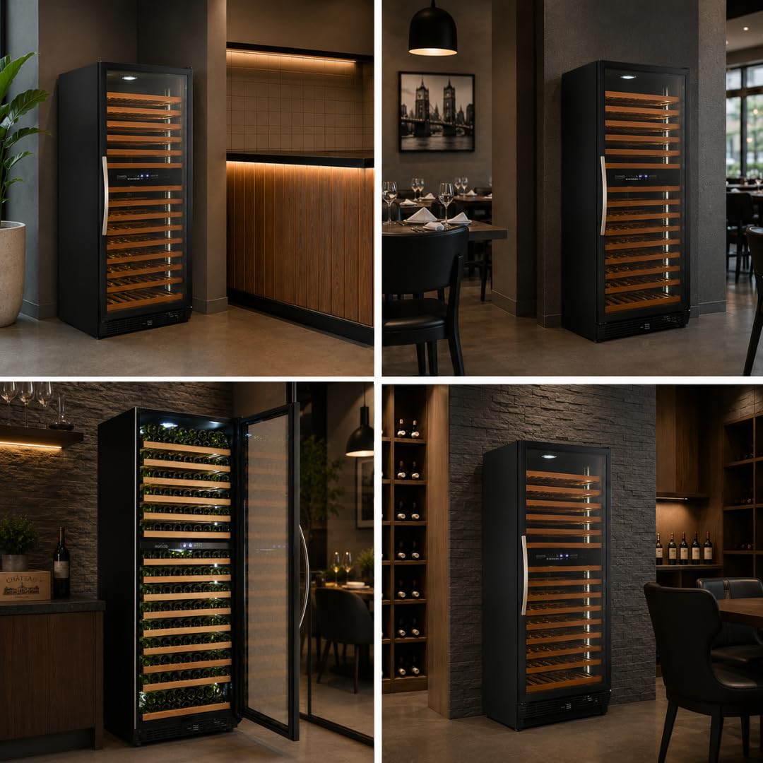 Commercial Wine Cooler by Eurodib – Beech Wood, Black, Model USF328D