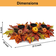 Sunnypack Fall Harvest Candle Holder, 27.5 Inch Triple Pillar, Pumpkin Pine Cone Berry