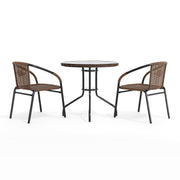 Flash Furniture Clear/Dark Brown / Table + 2 Chair / Contemporary Bistro Sets