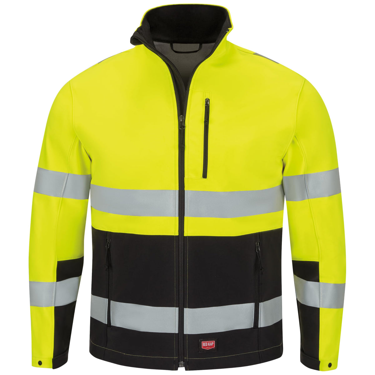 Men's Hi-Visibility Soft Shell Jacket by Red Kap – Polyester, Fluorescent Yellow/Black, Model JY34YB RG M