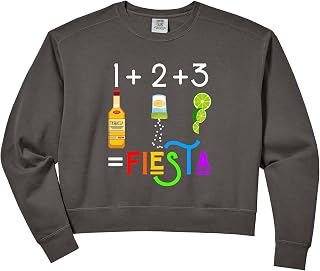 Womens Funny Fiesta Drinking Tequila Salt Lime Shots Drinks Math Comfort Colors Crop Sweatshirt