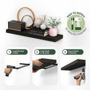 Tanna Floating Shelves for Wall by Furinno – 11.8 x 35.4, Engineered Wood, Tobacco Oak, Model N25621TO