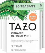 TAZO Refresh Mint Herbal Tea Bags, 96 Count (16ct - Pack of 6)