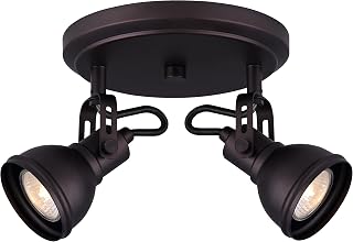 Canarm Polo 2-Light Track Lighting, Oil Rubbed Bronze Adjustable Ceiling or Wall Fixture Industrial Modern Design, Accent and Task Lighting for Kitchen Living Room