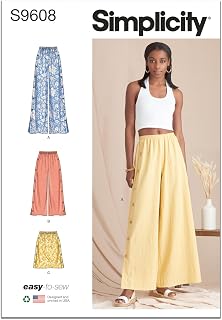 Simplicity SS9608R5 Misses' Skirt and Wide Leg Pants Sewing Pattern Packet, Design Code S9608, Sizes 14-16-18-20-22