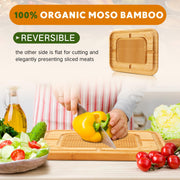 Patelai Bamboo Carving Board, 16 Inch with Juice Groove and Spikes, Natural