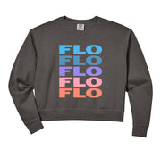 Womens Comfort Colors Crop Sweatshirt by Flo – Cotton Blend, Black, Model WF0Y3H96T9V