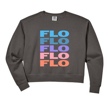 Womens Comfort Colors Crop Sweatshirt by Flo – Cotton Blend, Black, Model WF0Y3H96T9V