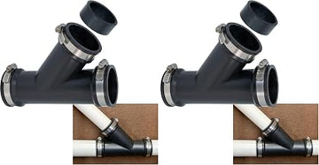 Fernco 1.5 in. Hub Flexible PVC Wye DWV Pipe Fitting Connector with Optional 1.25 in. Reducer Bushing for Cast Iron, Steel and Plastic Connections (Pack of 2)