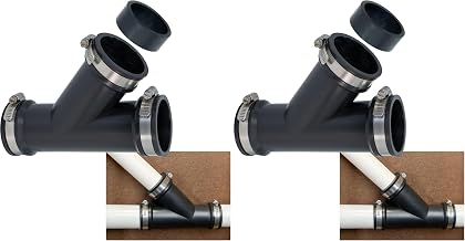 Fernco 2 in. Hub Flexible PVC Wye DWV Pipe Fitting Connector with Optional 1.5 in. Reducer Bushing for Cast Iron, Steel and Plastic Connections (Pack of 2)