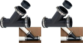 Fernco 2 in. Hub Flexible PVC Wye DWV Pipe Fitting Connector with Optional 1.5 in. Reducer Bushing for Cast Iron, Steel and Plastic Connections (Pack of 2)