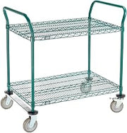 Nexel Utility Cart, 2 Shelf, Poly-Green, 36" L x 24" W x 39" H, Polyurethane Rigid Casters