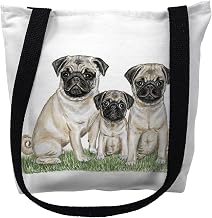 Betsydrake TY077S 13 x 13 in. Pugs Tote Bag - Small Black