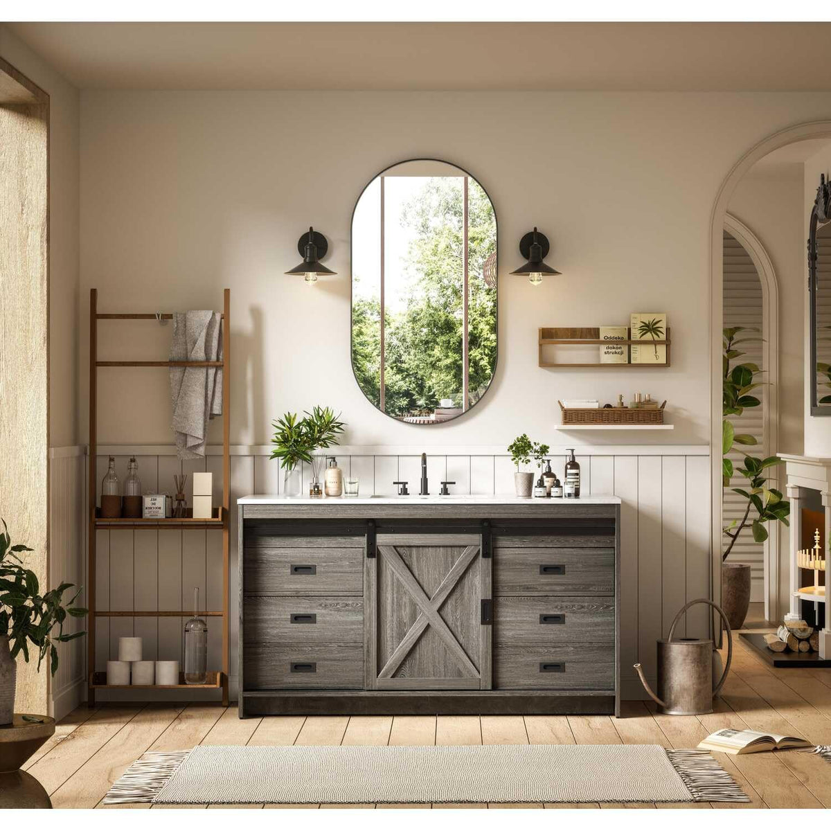 Austin Bathroom Vanity Rustic Grey by Lighting Design – Engineered Wood, Rustic Grey, Model VF90560RG