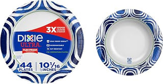 Bundle of Dixie Ultra, 10 inch Paper Plates, 44 Count + Dixie Ultra, 20 Oz Paper Bowls, 56 Count - Microwavable, Compostable, Strong & Cut-Resistant