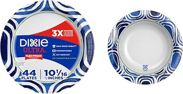 Bundle of Dixie Ultra, 10 inch Paper Plates, 44 Count + Dixie Ultra, 20 Oz Paper Bowls, 56 Count - Microwavable, Compostable, Strong & Cut-Resistant