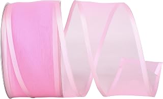 Reliant Ribbon 25771W-117-40K Charlize Sheer Satin Wired Edge Ribbon, 2-1/2 Inch X 50 Yards, Light Pink