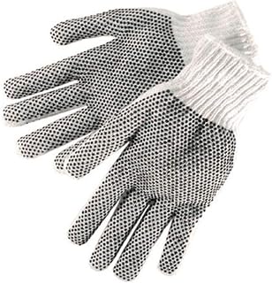 Liberty Glove & Safety S4715Q/LD Cotton/Polyester Plain Seamless Knit Glove with Two-Sided Black PVC Dots, Small, Natural White (Pack of 12)