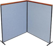 Global Industrial 60-1/4"W x 73-1/2"H Deluxe Freestanding 2-Panel Corner Room Divider, Blue