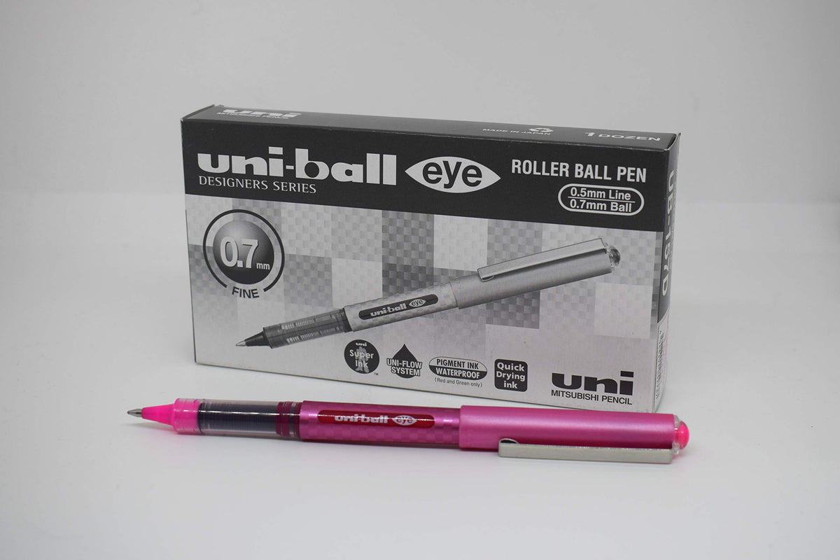 0.7 mm UB-157D Eye Designer Fine Rollerball Pens - Pink (Pack of 12) by Uni-Ball – 1 Count, Plastic, Pink 12pc, Model 167494000