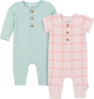 Gerber Baby Girls' Baby Boys 2-pack Long Leg Romper
