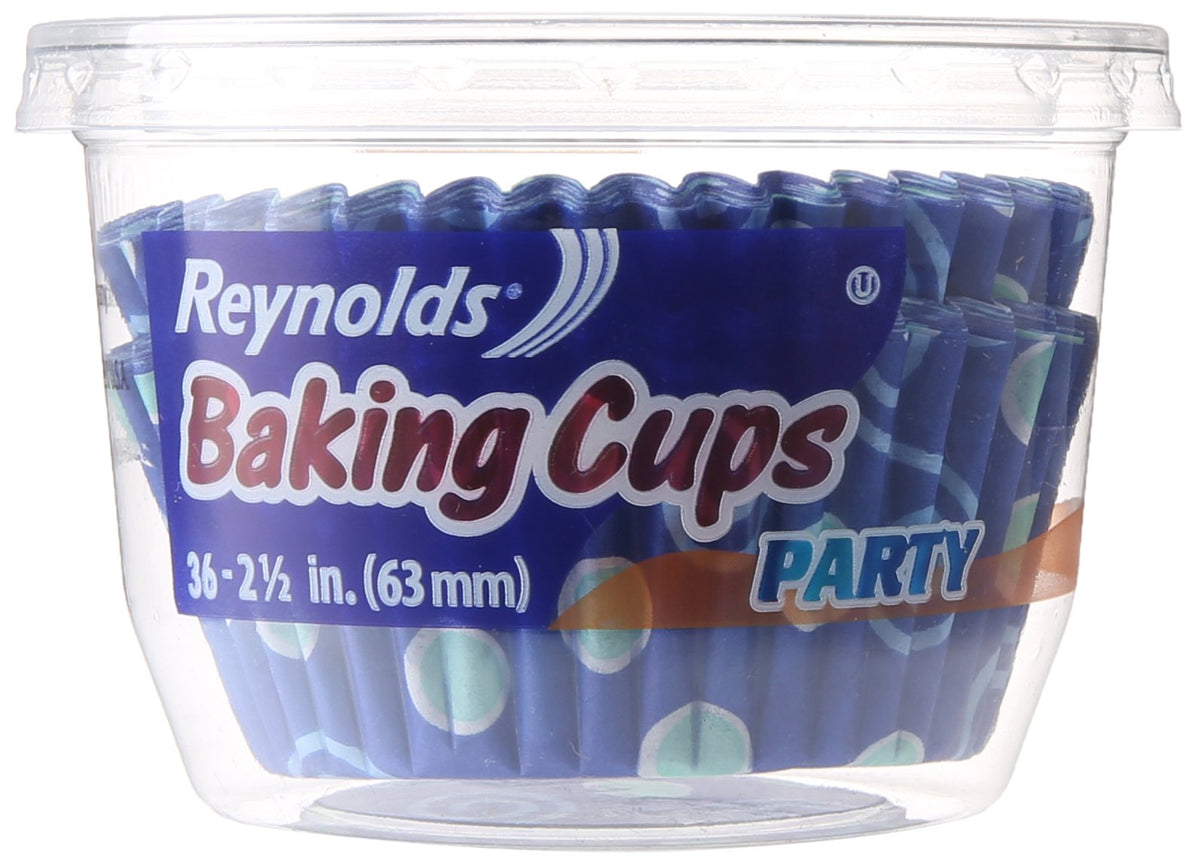 Party Assorted Patterns Paper Cupcake Liners by Reynolds – 2.5 inches, Paper, Assorted,White, Pack of 36