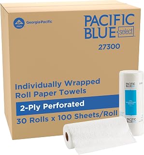 Pacific Blue Select 2-Ply Perforated Roll Paper Towels by Georgia-Pacific Pro, 100 Sheets Per Roll, 30 Rolls Per Case,white - 27300