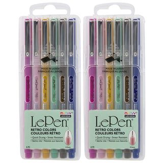 LePen Micro-Fine Point Pen by Marvy Uchida – 1 Count (Pack of 2), Plastic, Magenta, Navy, Sepia, Pale Mauve, Mustard, Jade Green, Pack of 2, Model UCH43006R-2