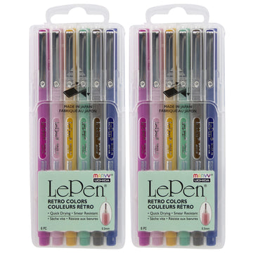 LePen Micro-Fine Point Pen by Marvy Uchida – 1 Count (Pack of 2), Plastic, Magenta, Navy, Sepia, Pale Mauve, Mustard, Jade Green, Pack of 2, Model UCH43006R-2