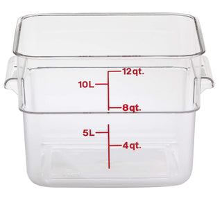 12SFSCW135 Cambro Square Container 12 Quart Capacity – 12 Quart(Pack of 6), 12.0 quarts, Polyethylene, Clear, Pack of 6