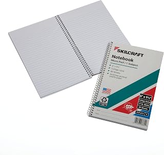 AbilityOne NSN6002017 - SKILCRAFT® 100% Post-Consumer Recycled Spiral Notebooks and Steno Pads - College Ruled - 9-1/2" x 6"