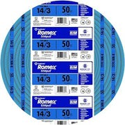 Southwire Romex SIMpull™ Wire, 14 Gauge, 3 Conductor, 50 Ft, W/G NM-B Cable, Blue, 63946922