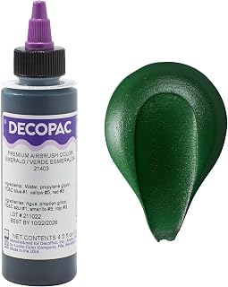 DecoPac Food Coloring, Airbrush Food Color, Edible Airbrush For Cake Decorating, Cookie Airbrush Coloring, Food Airbrush Kit Add-on, Airbrushes For Cake Decorating 4 Fl Oz - Emerald