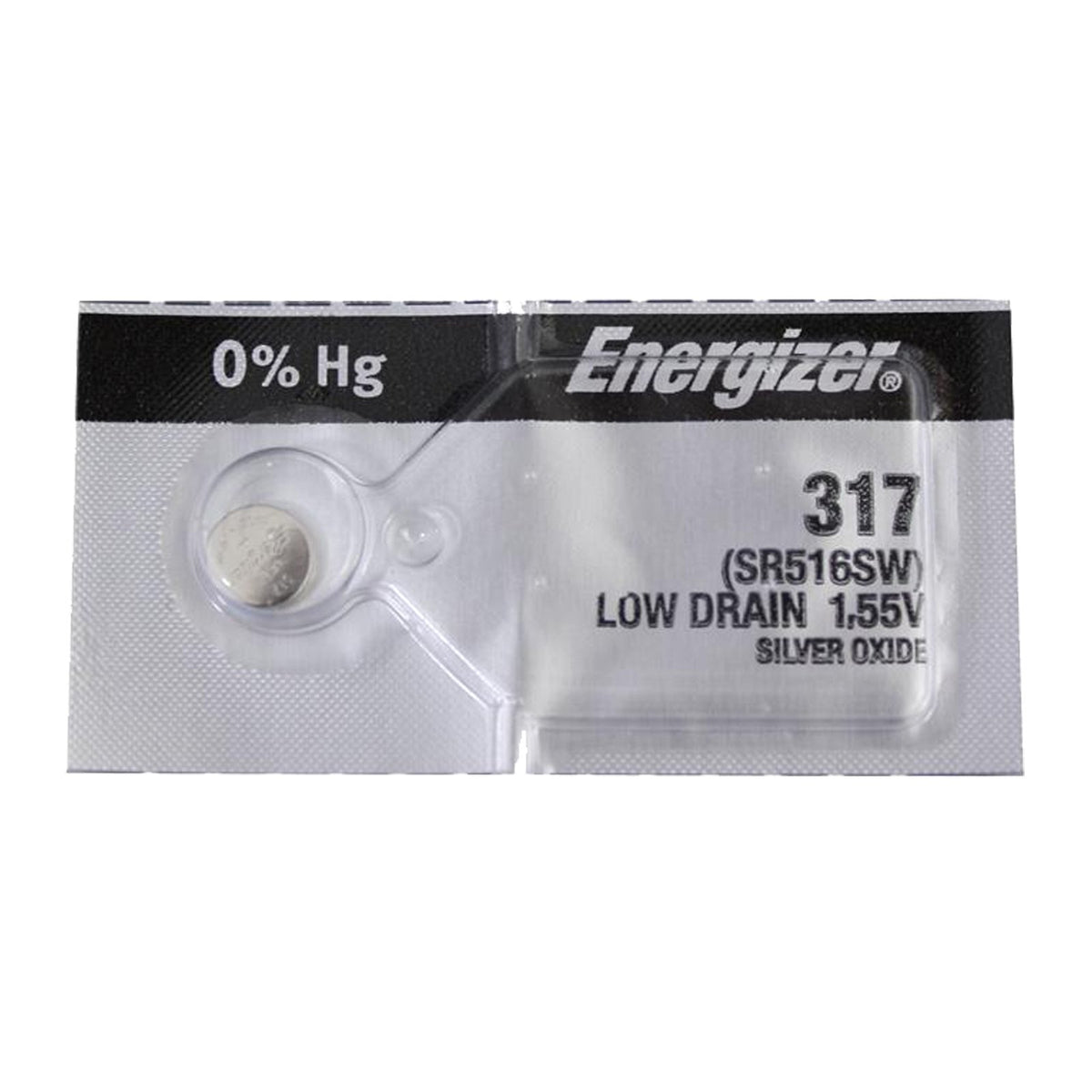 317 Silver Oxide Watch Batteries SR516SW SR by Energizer – 1 Count (Pack of 1), Model 317TS