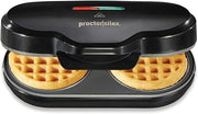 Proctor Silex Double Mini Waffle Maker With 4” Round Non-Stick Grids | Make 2 Personalized Individual Breakfast Keto Chaffles and Hashbrowns In 2 Minutes | PFAS-Free | Compact | Black | 26102MN