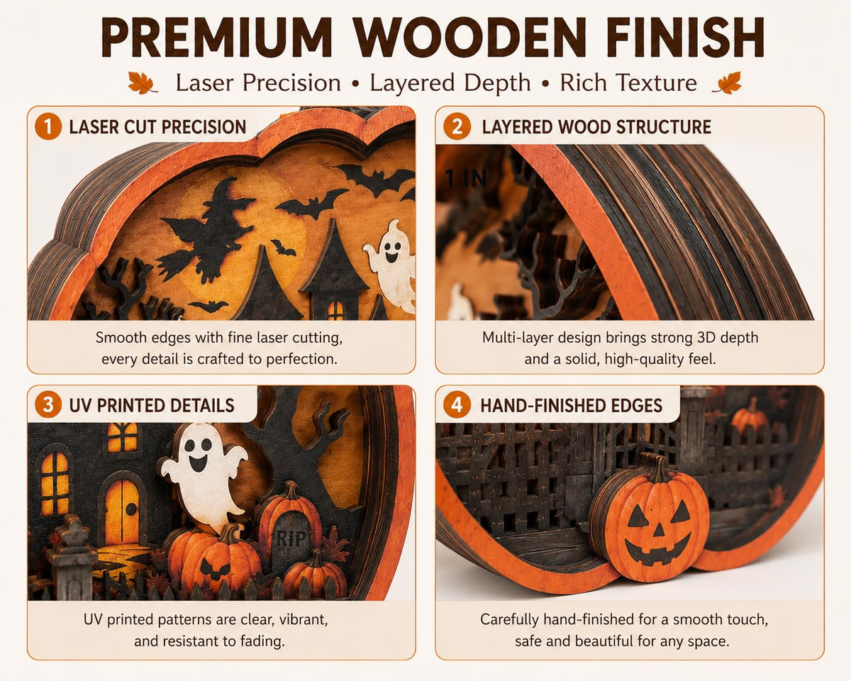 VQRZG Wooden Pumpkin Sign, 3D Layered Design, Pumpkin Sign