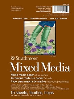 Strathmore 400 Series Tape Bound Mixed Media Pad, 140 lb. Vellum Paper, 6 X 8 inches, 15 Sheets (462-106)
