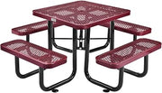 Global Industrial 36" Square Expanded Metal Outdoor Picnic Table, 69" W x 69" D Overall, Red