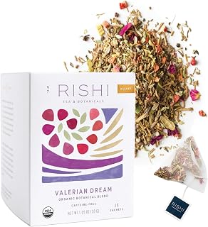 Rishi Tea Valerian Dream Organic Sachet Tea Bags, Caffeine Free, 15ct