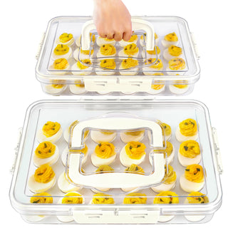 MesRosa Deviled Egg Carrier with Lid, 24 Egg Capacity, 2 Pack White
