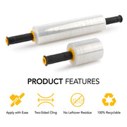 Clear Stretch Wrap Roll Bundle - (2) 15" Rolls by Modern Innovations – 4 Count, Plastic, Clear, Model MI 1140
