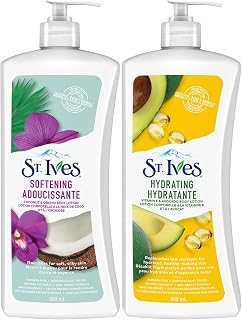 St. Ives Body Lotion Variety 2-Pack – Hydrating Vitamin E & Avocado + Softening Coconut & Orchid, 24H Moisturizer for Dry Skin, 20 Oz Ea