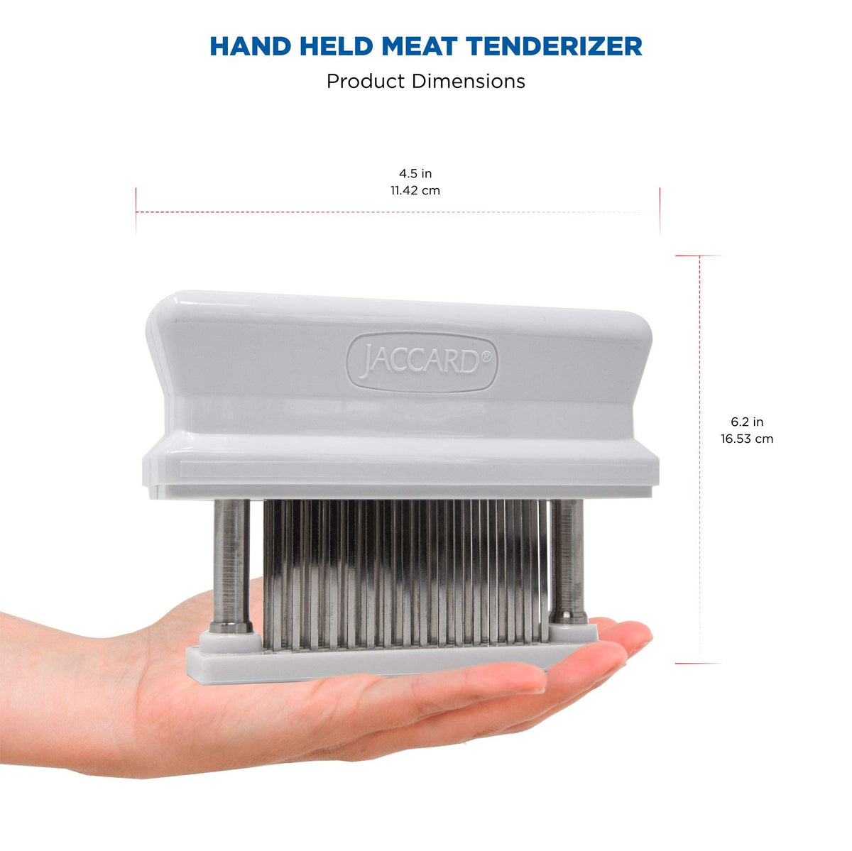 48 Blade Durable Meat Tenderizer with Stainless Steel Razor Sharp Needle, Cooking Gadget for Tenderizing Chicken, Beef, Pork, Veal, BBQ, White by Jaccard – Pack of 1, Model 200348