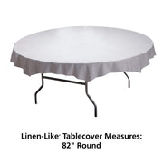 Plastic Octy-Round Linen-Like Tablecover by Hoffmaster – 82", Plastic, White, Pack of 24, Model 210451