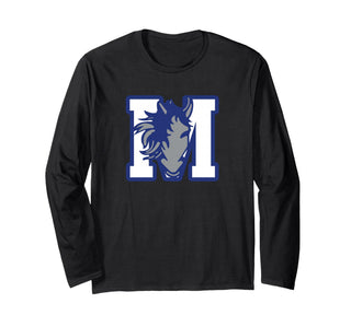 Curtis-Tufts M Mustang Long Sleeve T-Shirt by Curtis-Tufts High School, Medford, MA 02155 – Black, Model 2TTCHBWNZ6A
